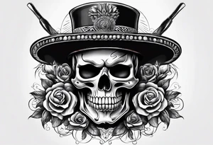 Mexican soldier skull with paint brushes tattoo idea