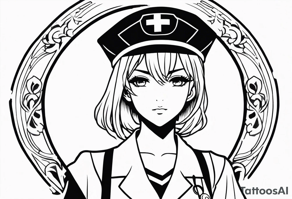 anime girl nurse tattoo idea
