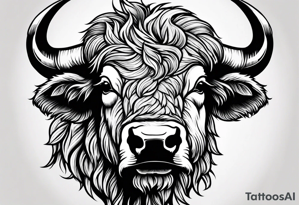 Bison head outline tattoo idea