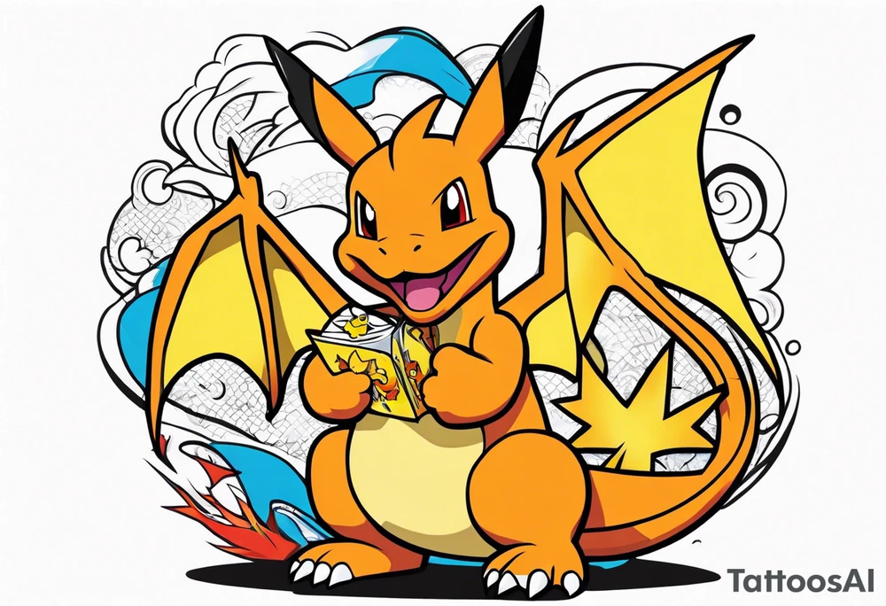 Charizard holding pikachu tattoo idea