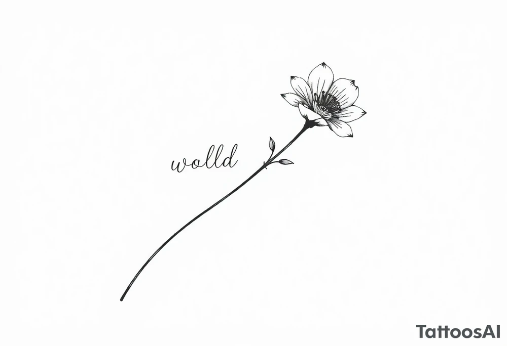 A long stemmed flower with the world wildflower written with the stem tattoo idea