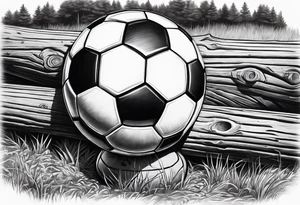 Redfin on a log with a soccer ball tattoo idea