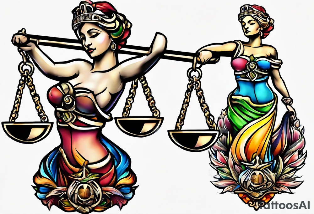 Themis holding the scales of justice tattoo idea