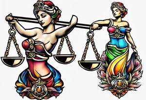 Themis holding the scales of justice tattoo idea