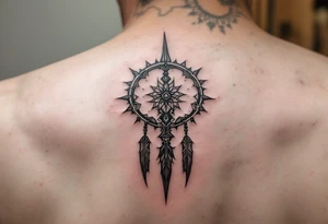 native dreamcatcher trident tattoo idea