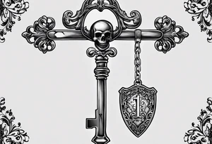 couple tattoo of a skeleton key with 2016 on it. the key should look it unlocks her matching locket with 1999 on it. tattoo idea