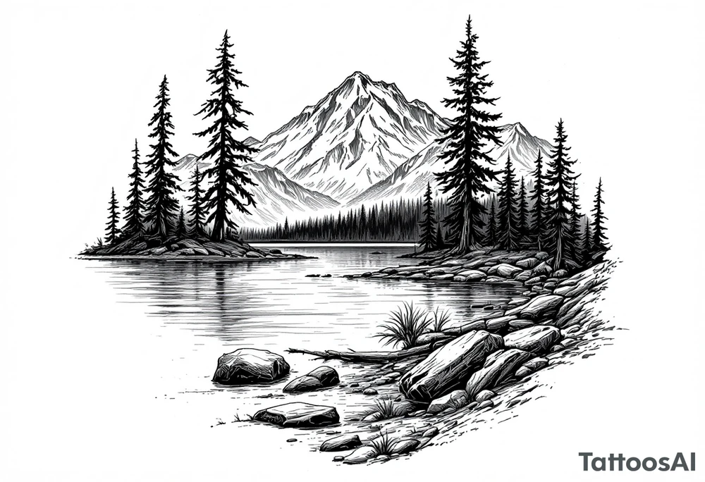 Lake Tahoe scene tattoo idea