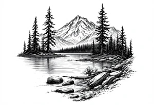 Lake Tahoe scene tattoo idea