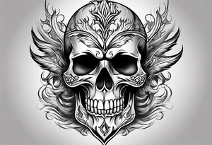 Skull with flames in eyes and mouth tattoo idea