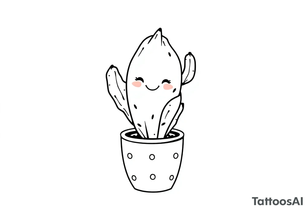 Cutesy smiley Cacti in a pot tattoo idea