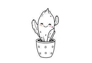 Cutesy smiley Cacti in a pot tattoo idea