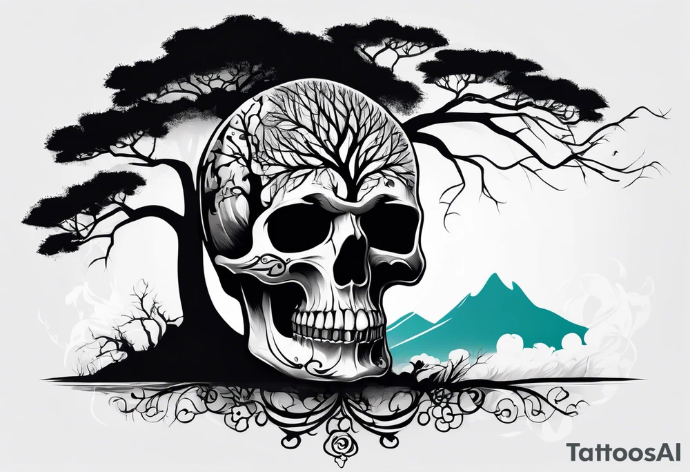 Skull tree tattoo idea