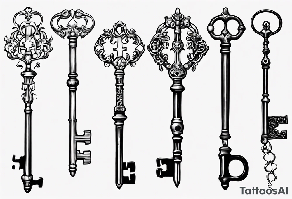 Skeleton key with name tattoo idea