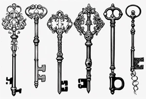 Skeleton key with name tattoo idea