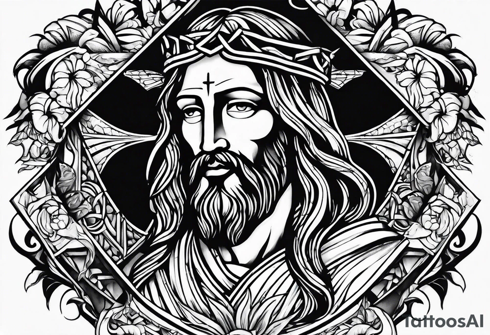jesus side leg tattoo tattoo idea