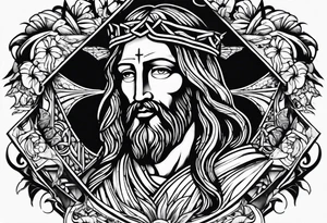 jesus side leg tattoo tattoo idea