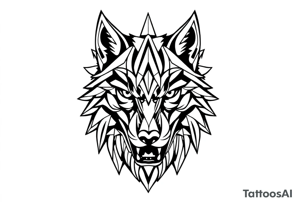 Geometric wolfface tattoo idea