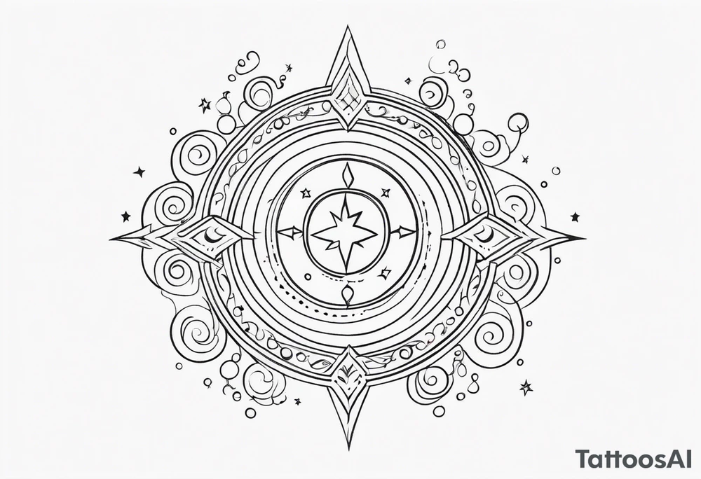 fine line with stars, swirls, dots. Western tattoo idea