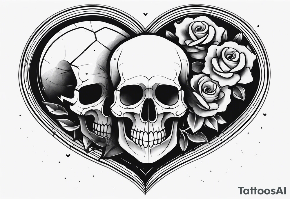 merge heart and skull tattoo idea