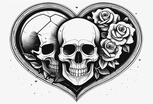 merge heart and skull tattoo idea