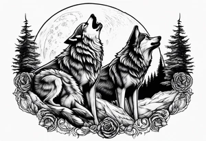 three wolves howling at the moon tattoo idea