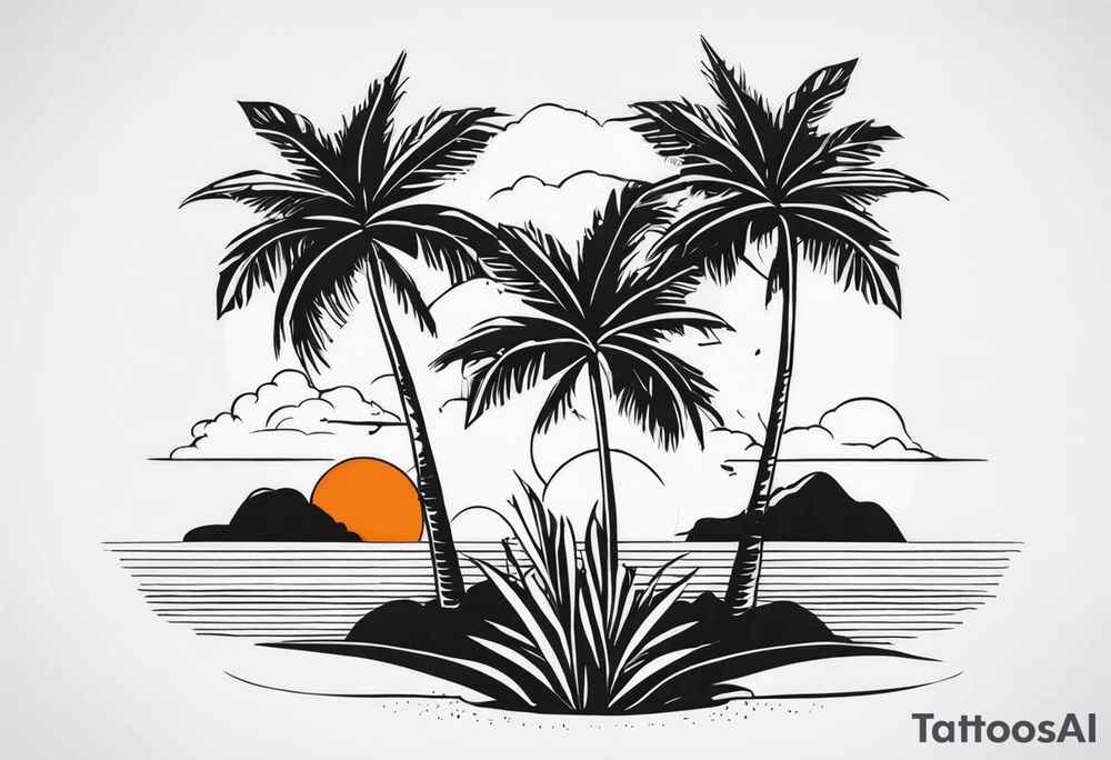 Palm trees oranges beach tattoo idea