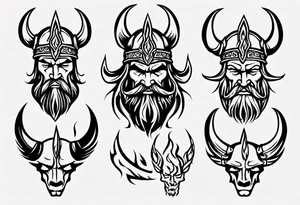 viking head with flames tattoo idea
