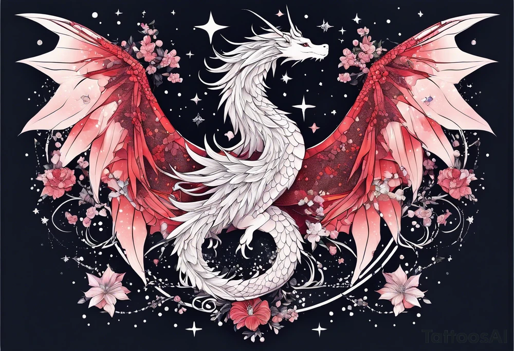 Constellation, wing , snow , cross , dragon female japan kawaii , flower tattoo idea