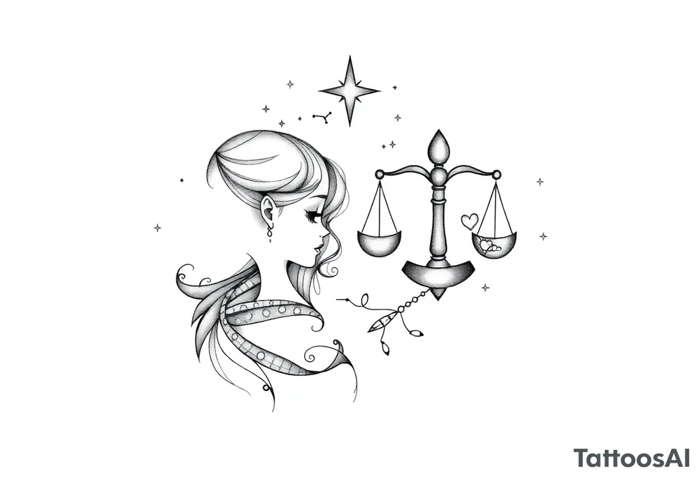A tattoo representing my daughters one names Stella Sagittarius  a star a light a hope a guidance and the other Thalia libra a joy abundance and blooming .  Add also their constellation in the background tattoo idea