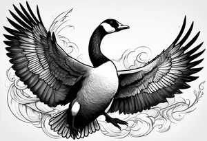 angry canadian goose with wings tattoo idea