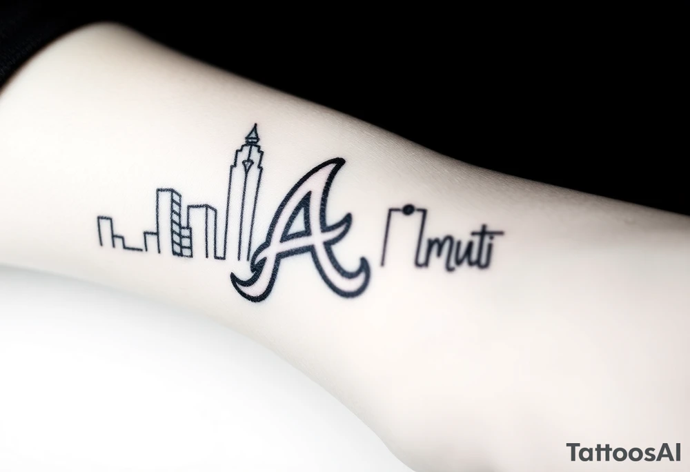 Atlanta city skyline with the Atlanta Braves “A” letter logo tattoo idea