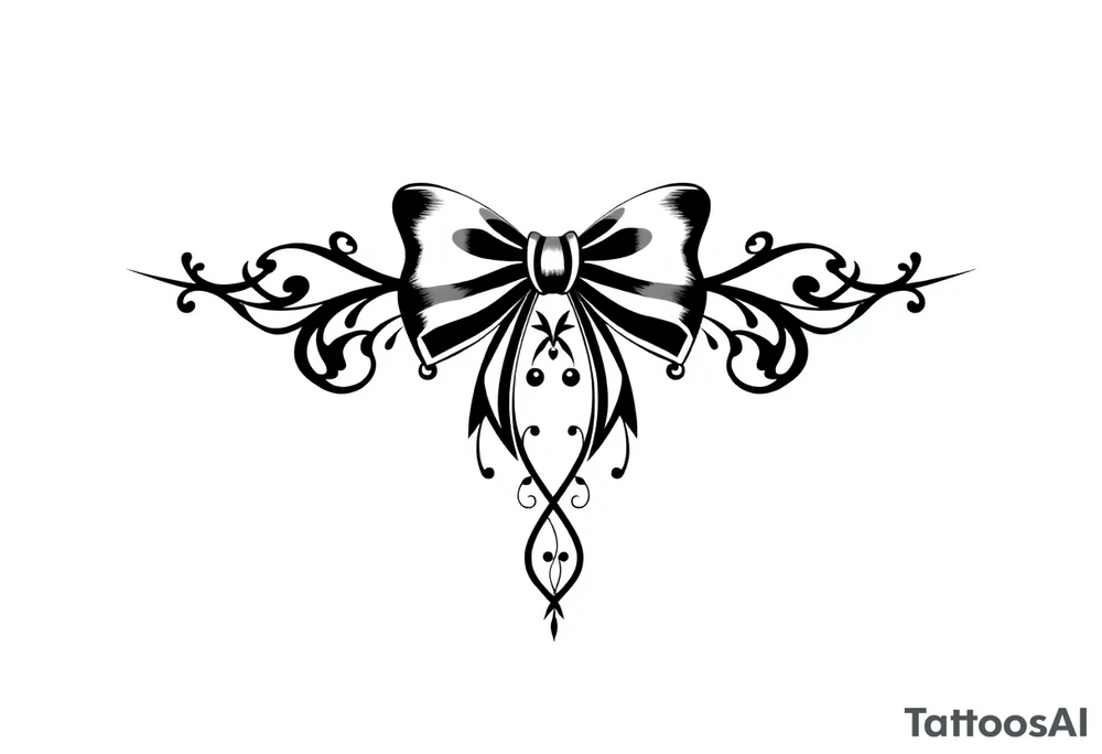 Tribal lace with bow tattoo idea