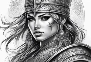 Realistic warrior girl tattoo idea