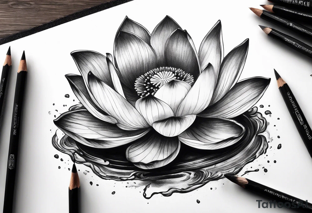 Lotus flower growing out of a pile of ashes tattoo idea