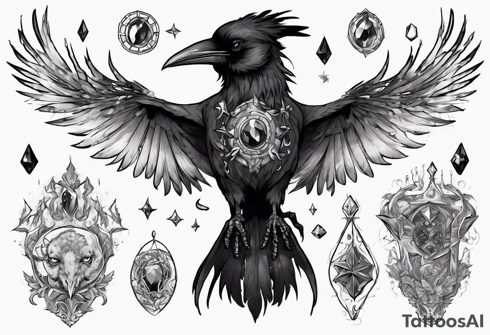 The Demon Raven Stolas, a Prince of Hell who is obsessed with gems, knowledge of astrology and poisonous plants. tattoo idea