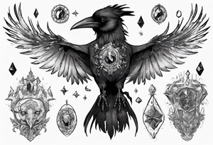 The Demon Raven Stolas, a Prince of Hell who is obsessed with gems, knowledge of astrology and poisonous plants. tattoo idea