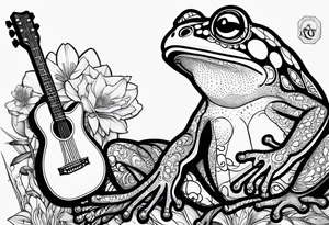 Frog playing guitar tattoo idea