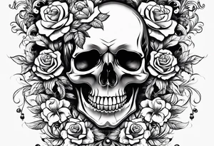 Male skull flowers side view hair tattoo idea