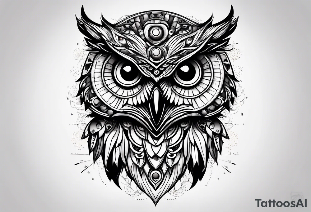 robotic owl tattoo idea