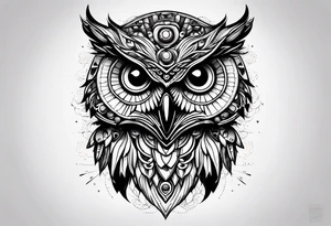 robotic owl tattoo idea