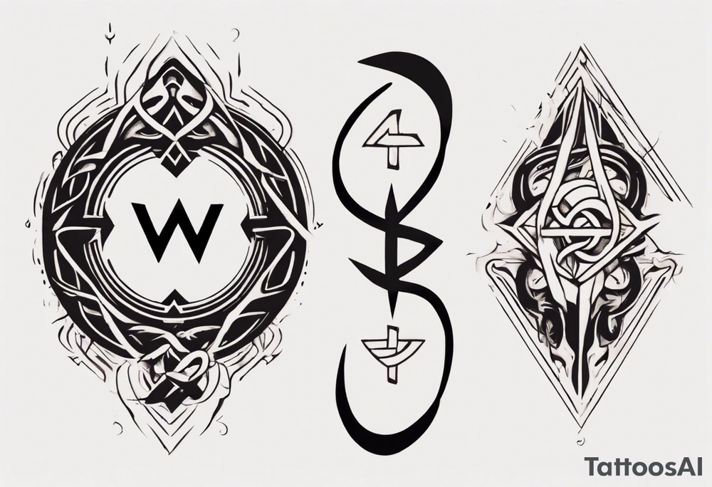 infinite symbol and 2 woman symbol merged with man symbol tattoo idea