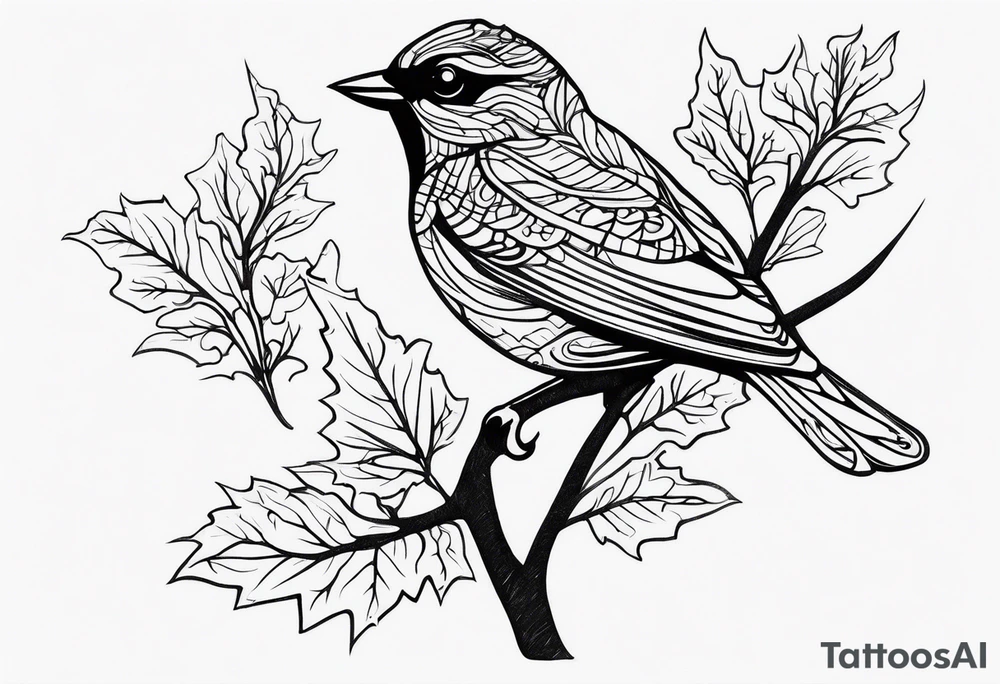 Bird oak tattoo idea