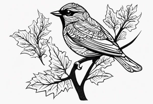 Bird oak tattoo idea