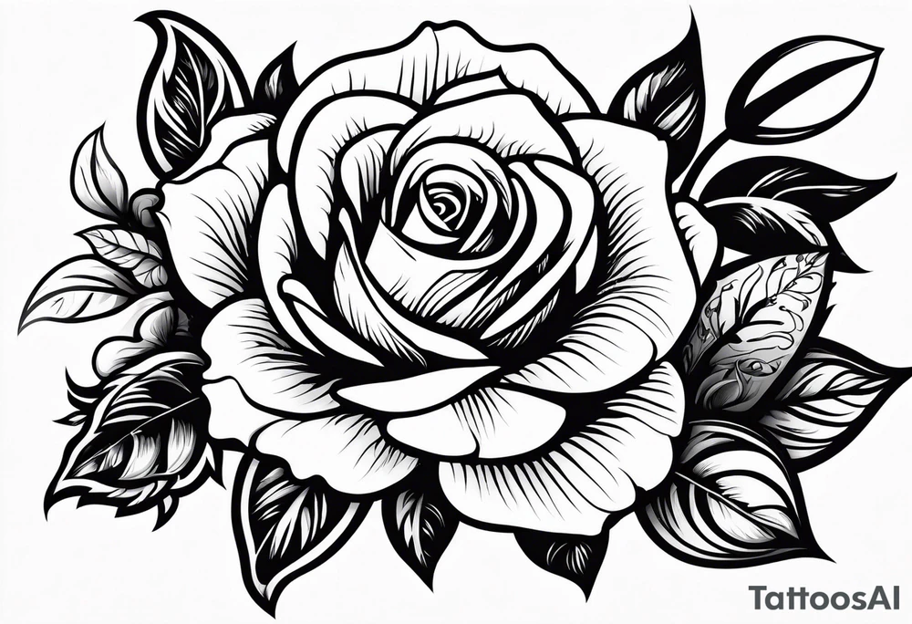 ornaments of flowers rose tattoo idea