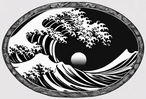 wave;  
"come what may"; outside forearm not an oval tattoo idea