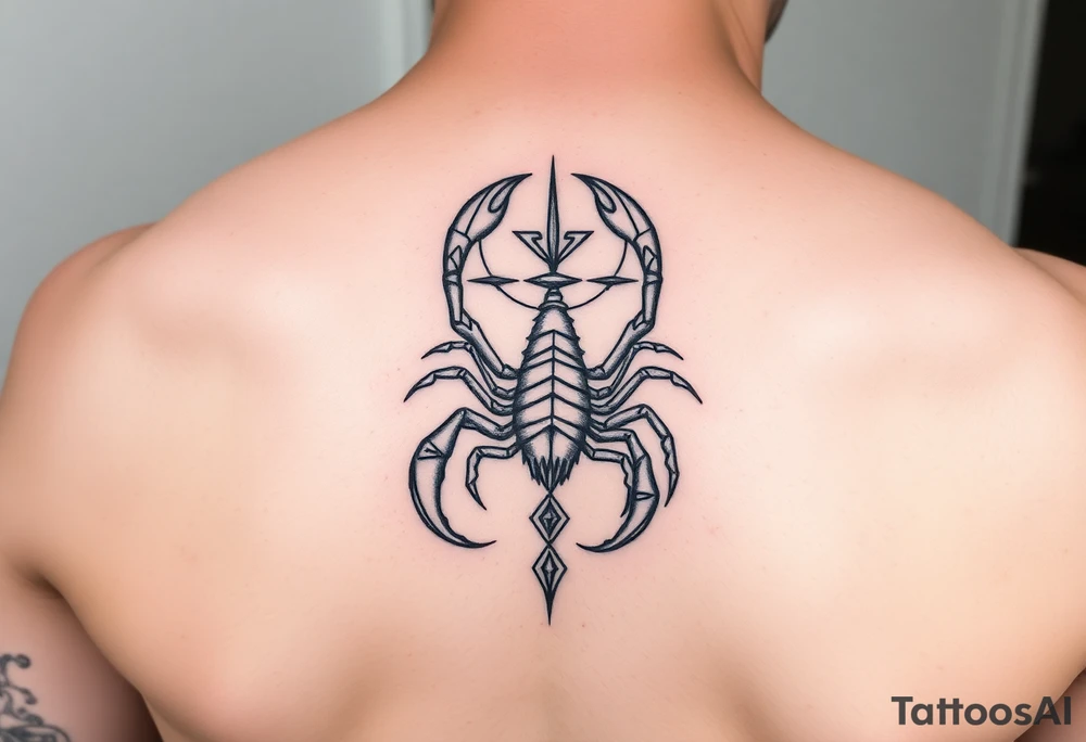Geometric tauriu scorpion and virgo smaller simple tattoo idea