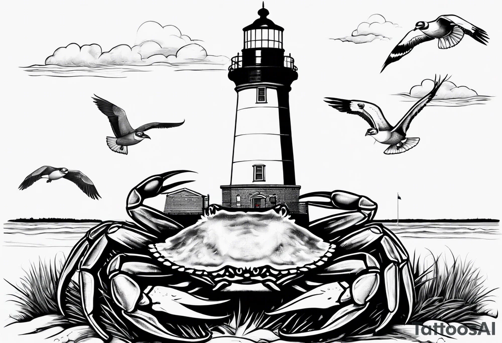 Barnegat lighthouse, blue crab, nautical rope, flip flops, pizza, seagulls tattoo idea