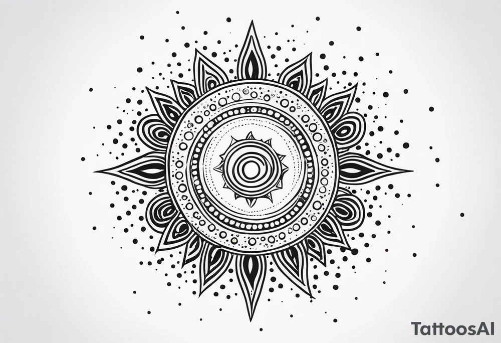 simple sun made of black dots and circles tattoo idea