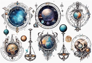 Astronomy, planet, zodiac, libra tattoo idea