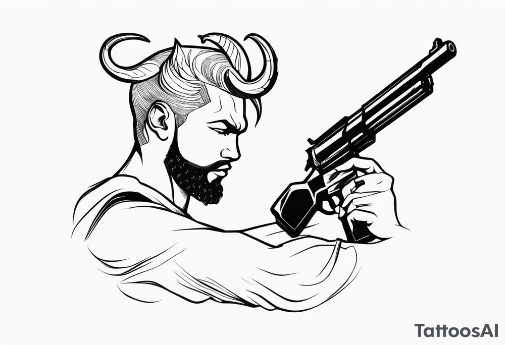 capricorn man with gun tattoo idea